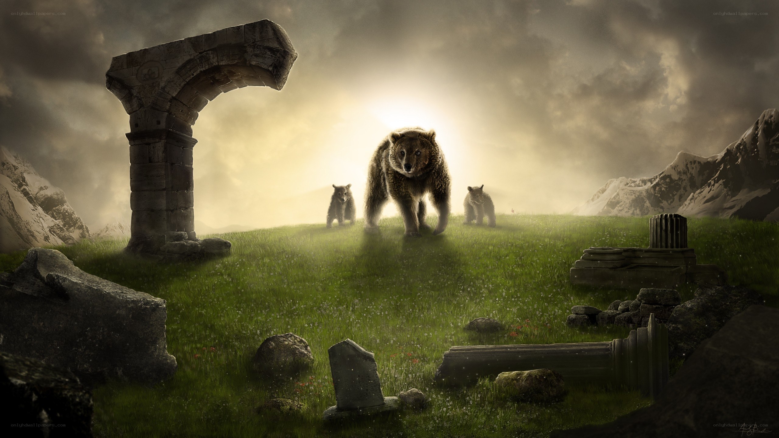 Bears in a Ruined Landscape