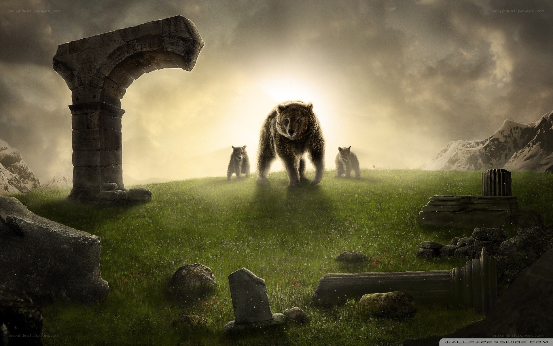 Bears in a Ruined Landscape