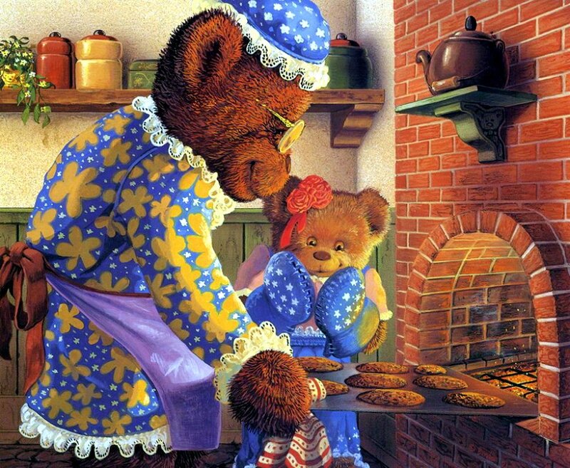 Bears in Kitchen