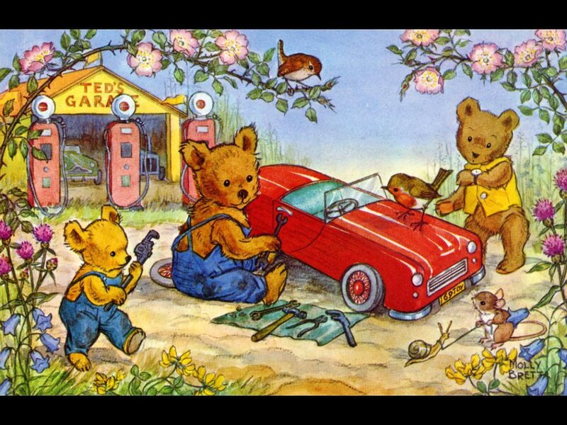 Bears Repairing Car
