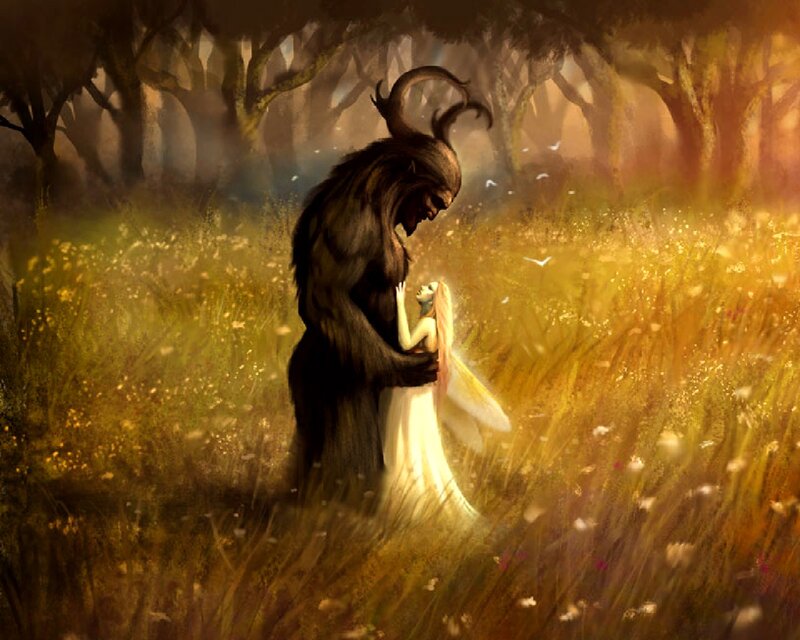 Beast and Woman in Field