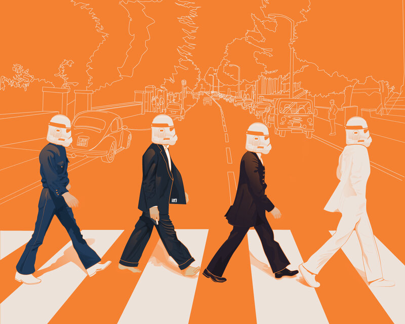 Beatles crossing with stormtroopers
