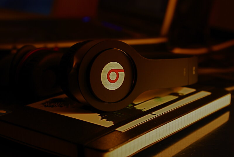 Beats headphones on a notebook