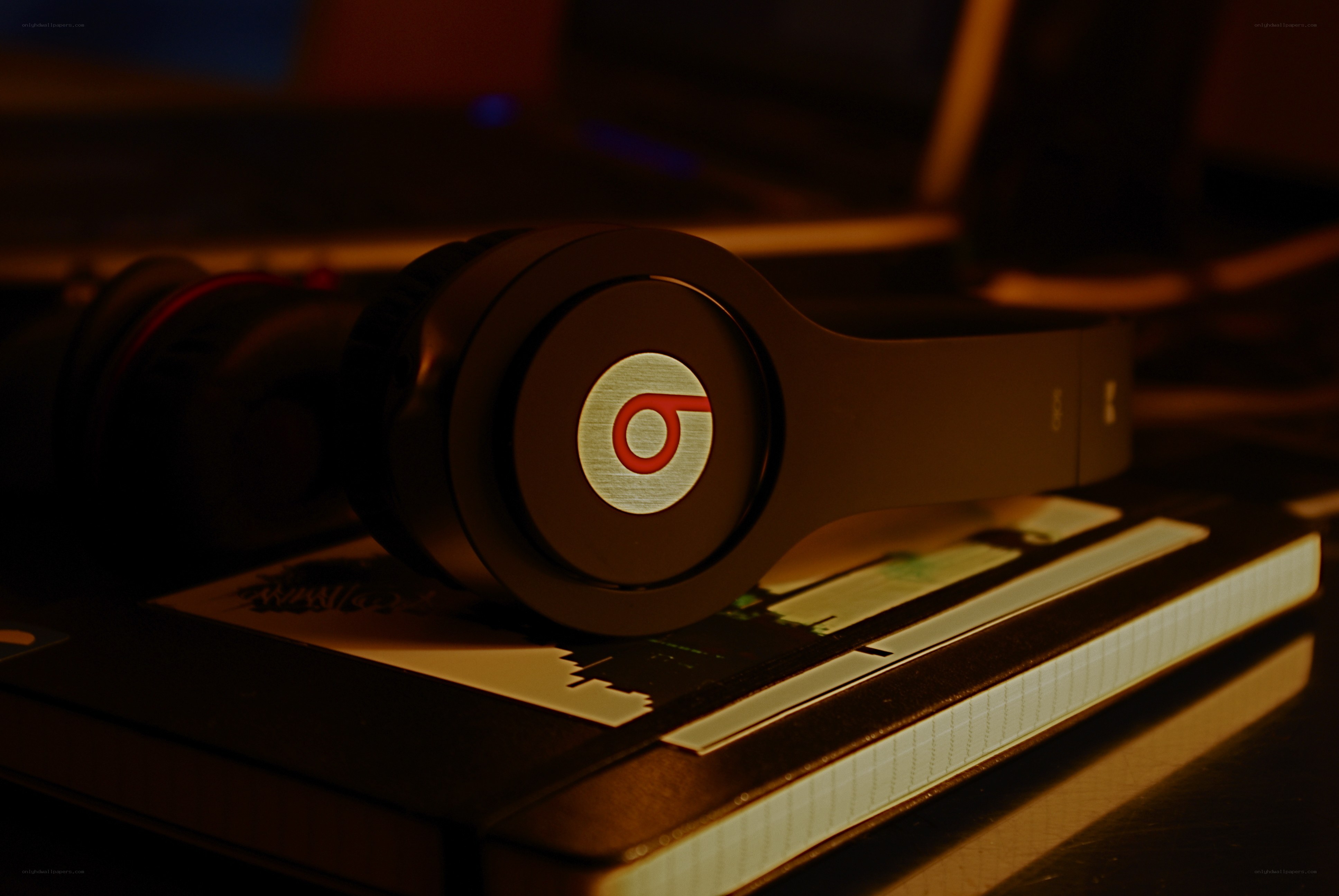 Beats headphones on a notebook
