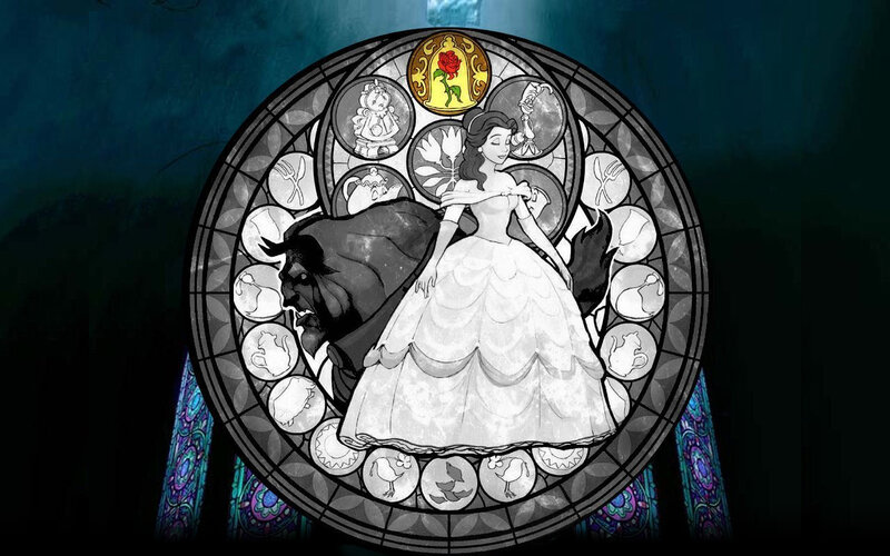 Beauty and the Beast stained glass