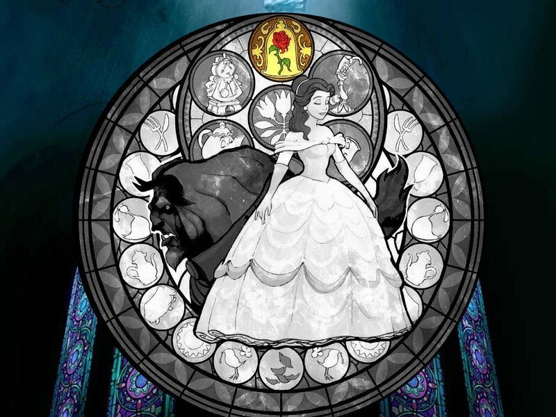 Beauty and the Beast stained glass