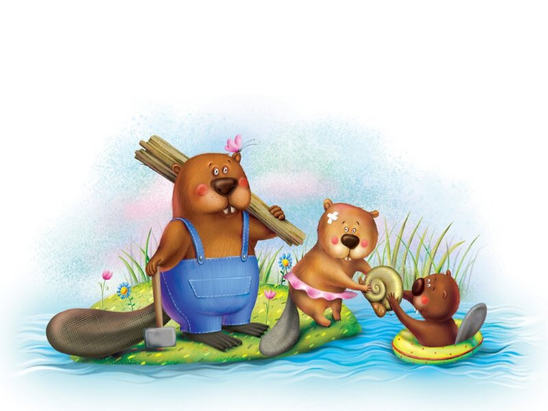 Beaver Family on Raft