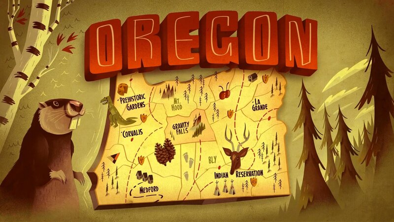 Beaver with Map of Oregon