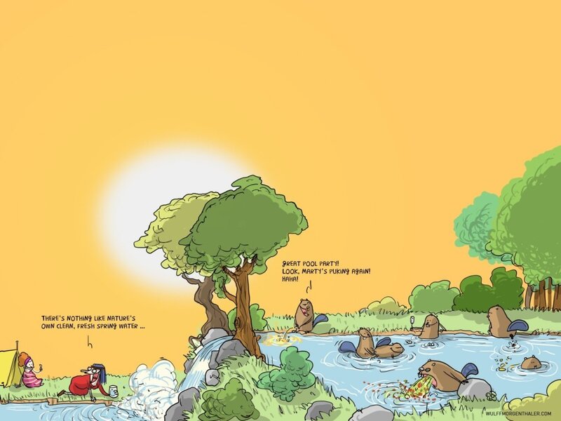 Beavers at the pool party