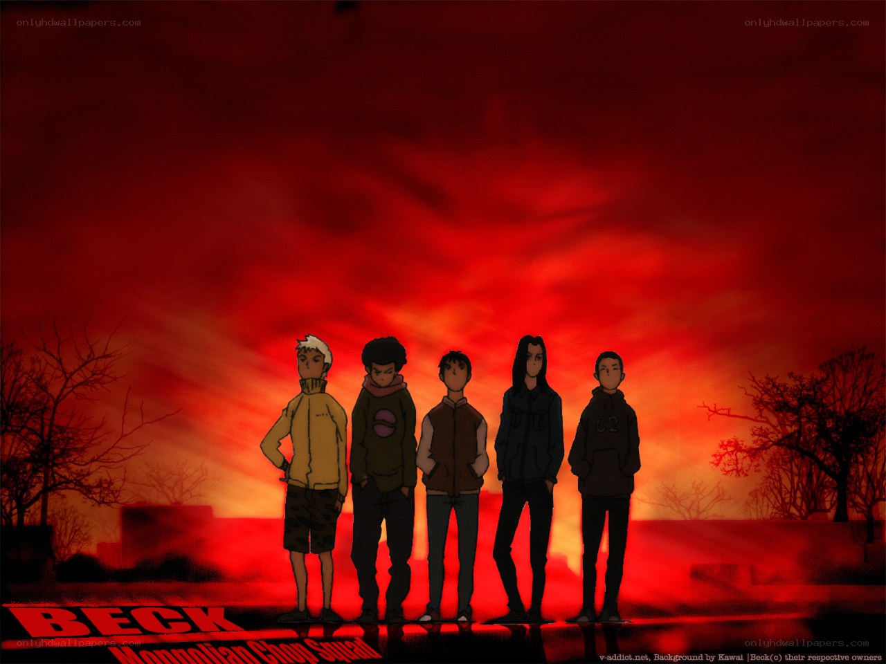 Beck band members at sunset