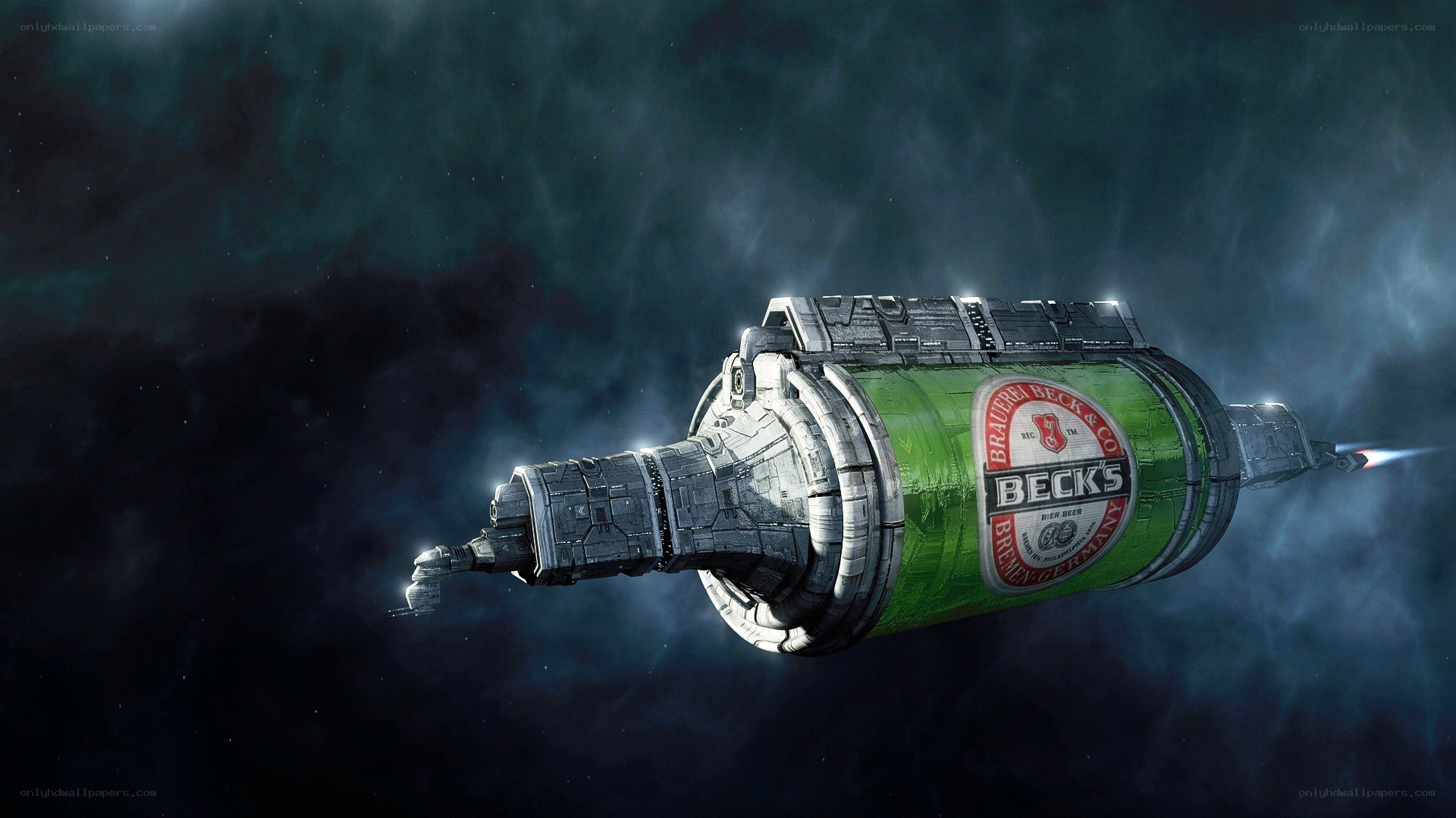 Beck's beer bottle spaceship