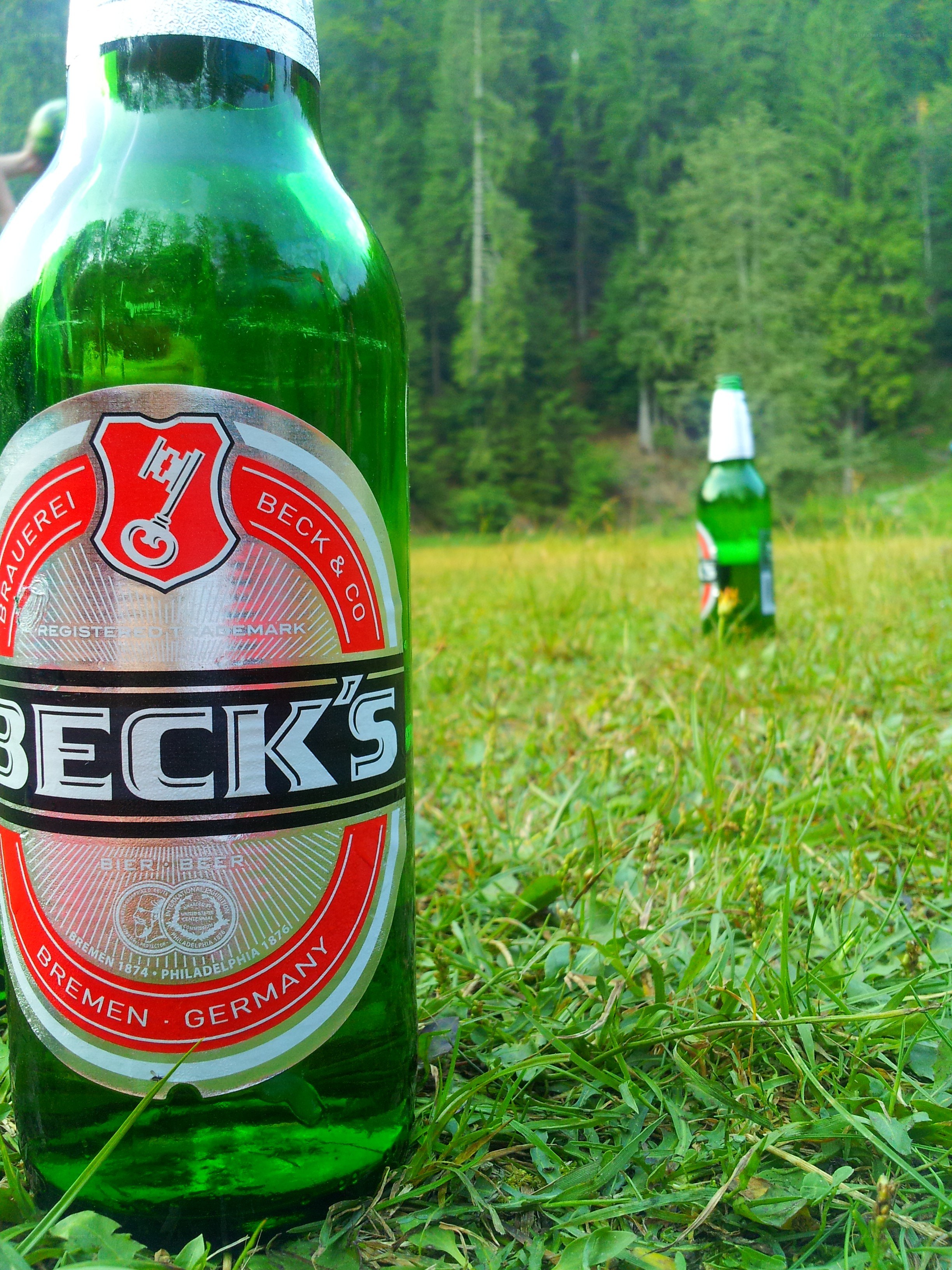 Beck's beer in a field
