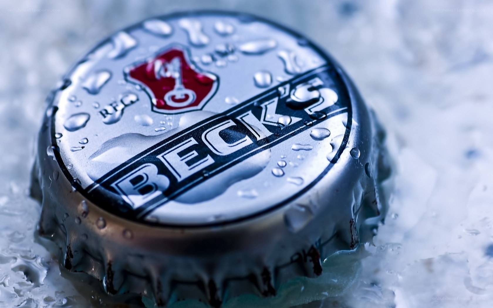 Beck's bottle cap in ice