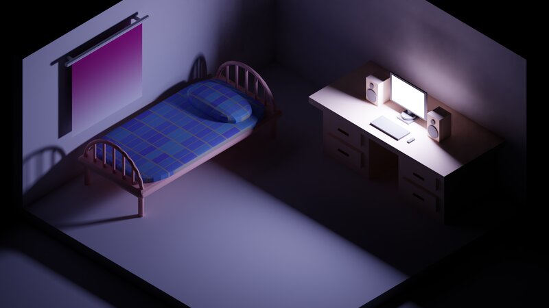 Bed and Desk in Room