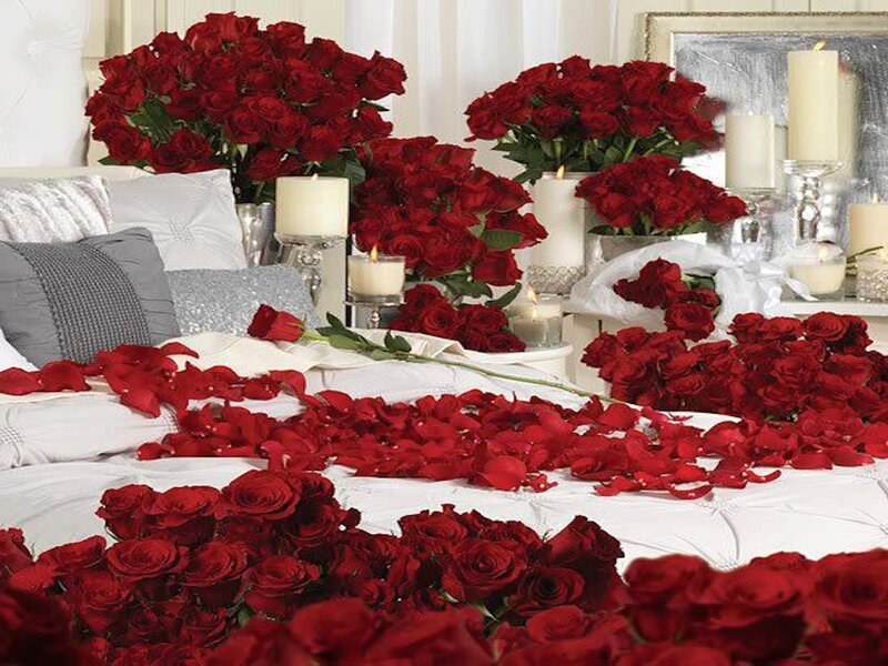 Bed Covered in Roses
