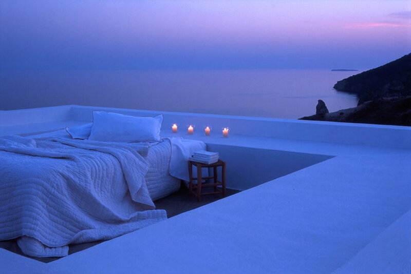 Bed on Rooftop Terrace — Blue
