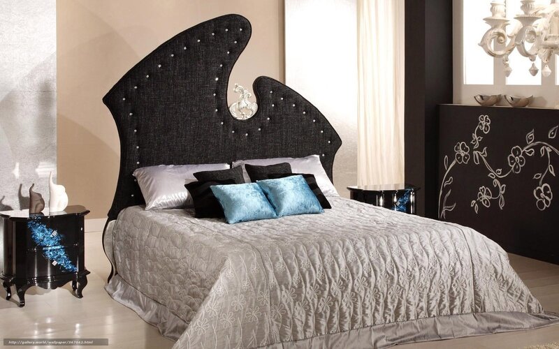 Bed with Decorative Headboard