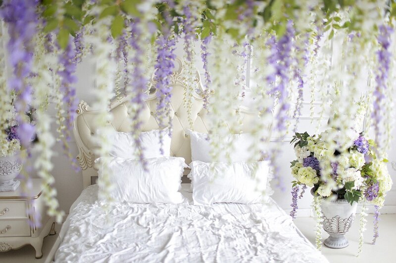 Bed with Floral Canopy