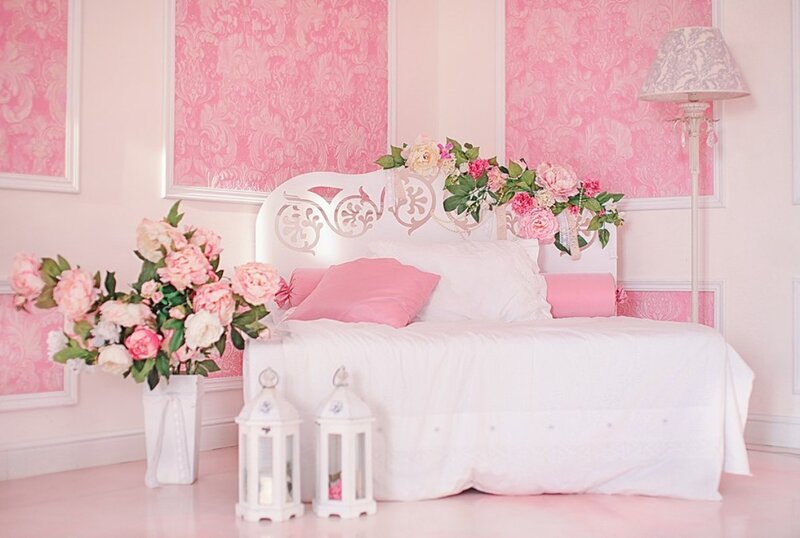 Bed with Floral Decorations