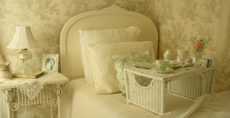 Bed with Tray and Lamp