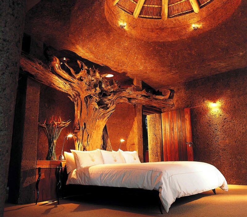 Bed with Tree Trunk Headboard