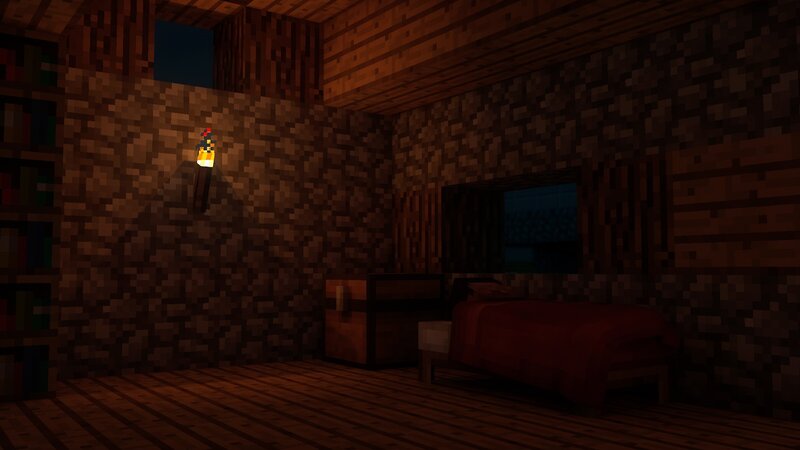 Bedroom in a Wooden House