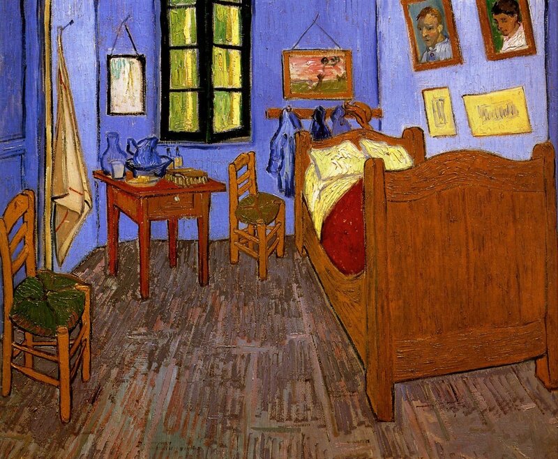 Bedroom Interior — Blue, Calm, Painting