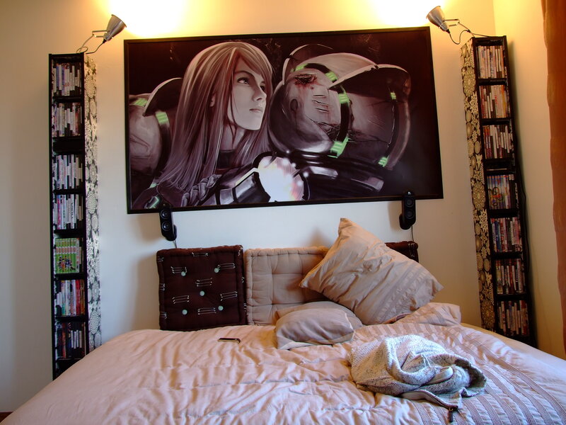bedroom with anime art