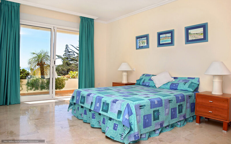 Bedroom with Balcony View — Teal, Serene