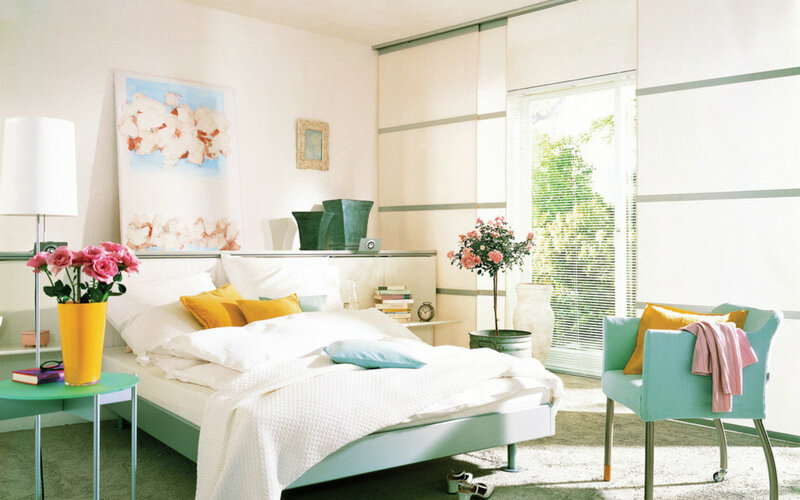 Bedroom with Bed and Chair — White