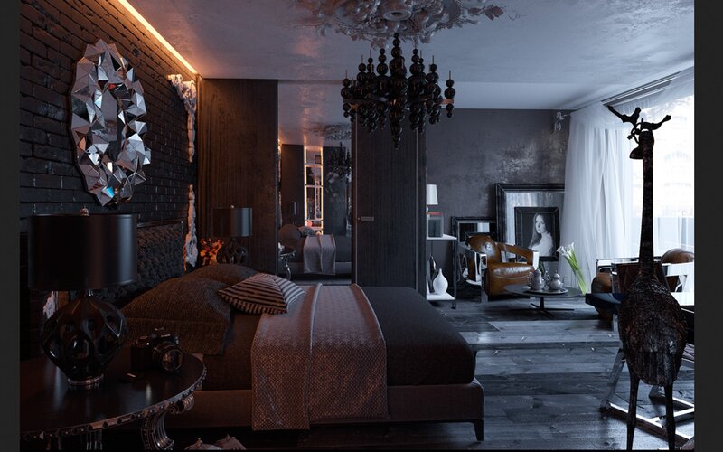 Bedroom with Black Decor