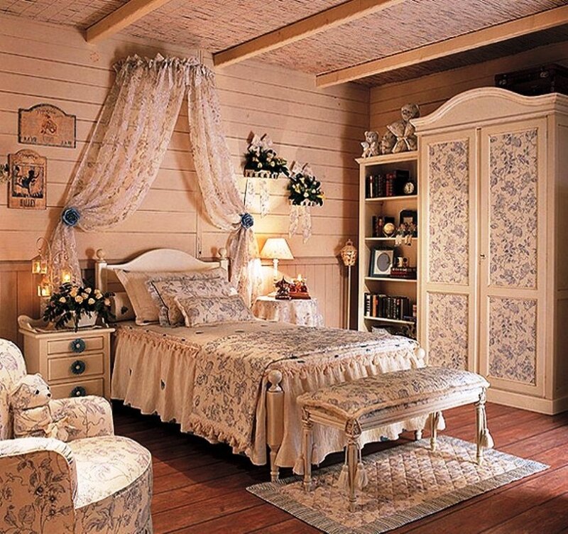 Bedroom with Canopy Bed — Beige