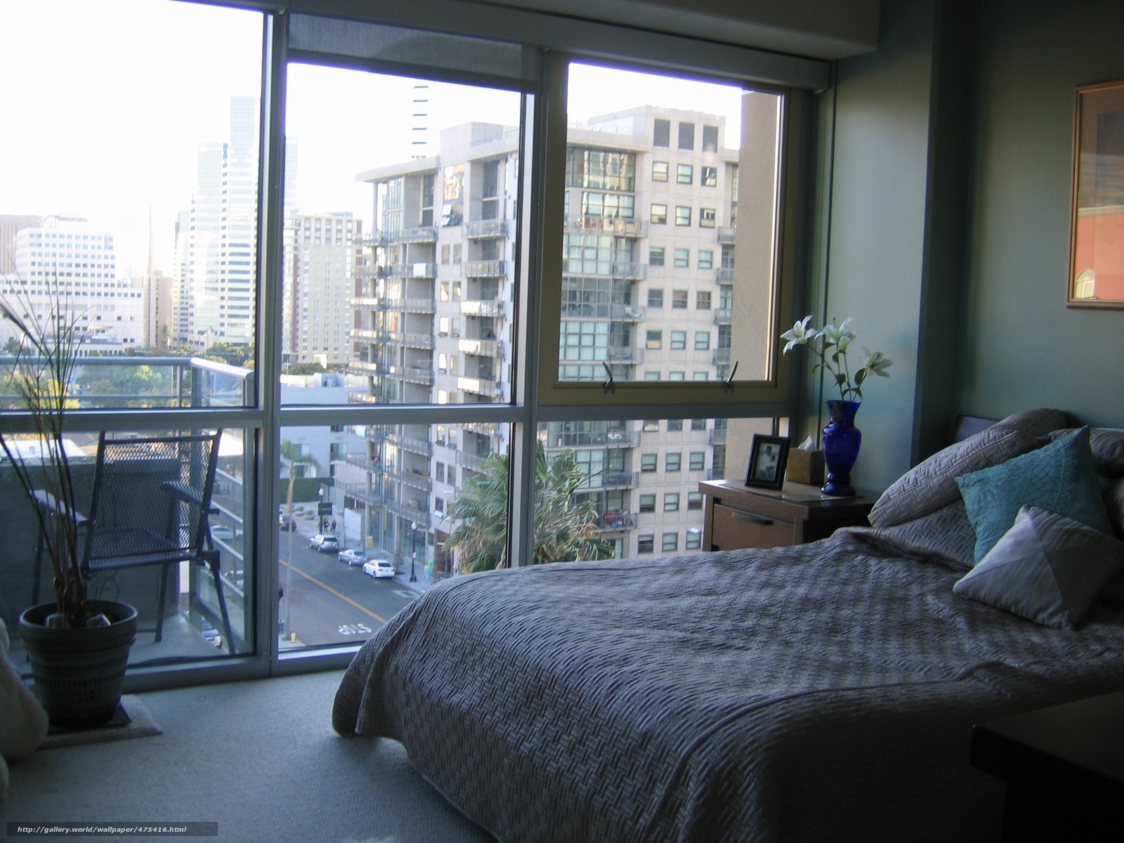 Bedroom with city view