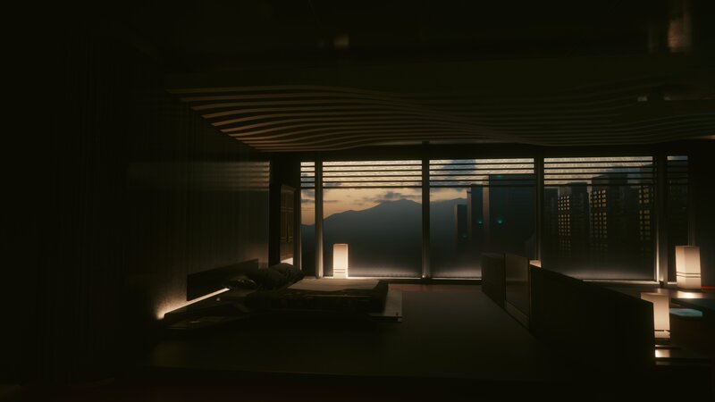 Bedroom with City View — Black