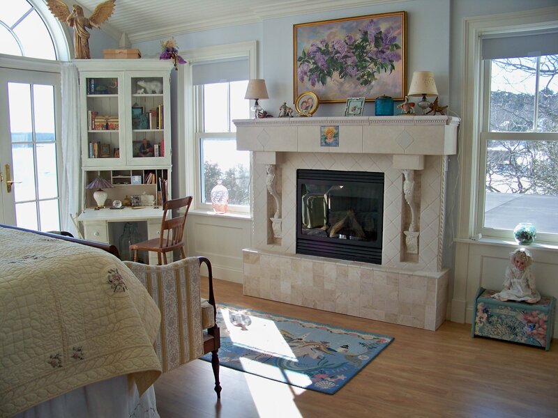 Bedroom with Fireplace — Blue, Serene, Winter