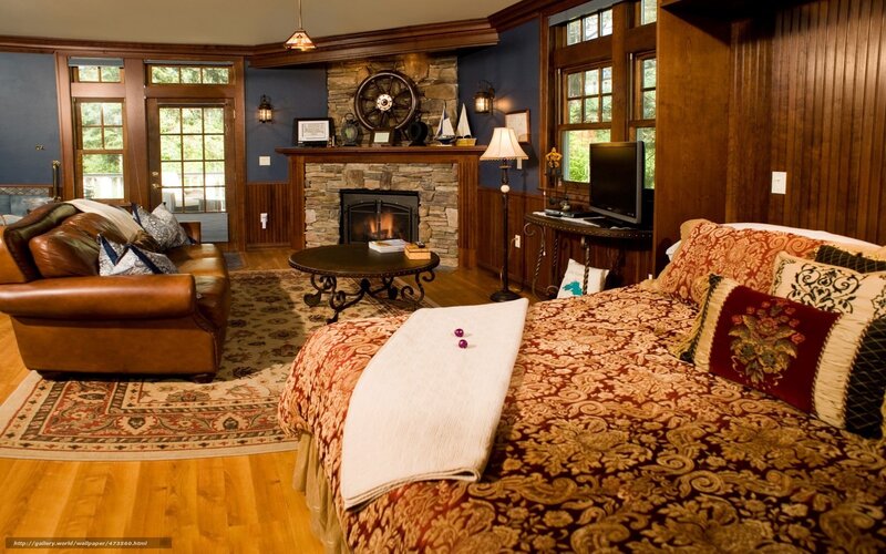 Bedroom with Fireplace — Brown, Cozy
