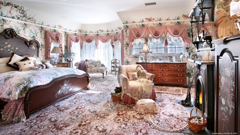 Bedroom with Fireplace — Pink