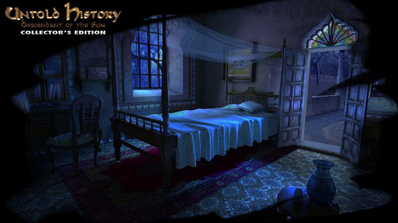 Bedroom with Four-poster Bed — Blue