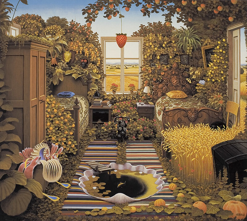 Bedroom with Fruit Vines