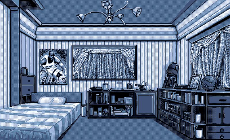 Bedroom with Posters — Blue