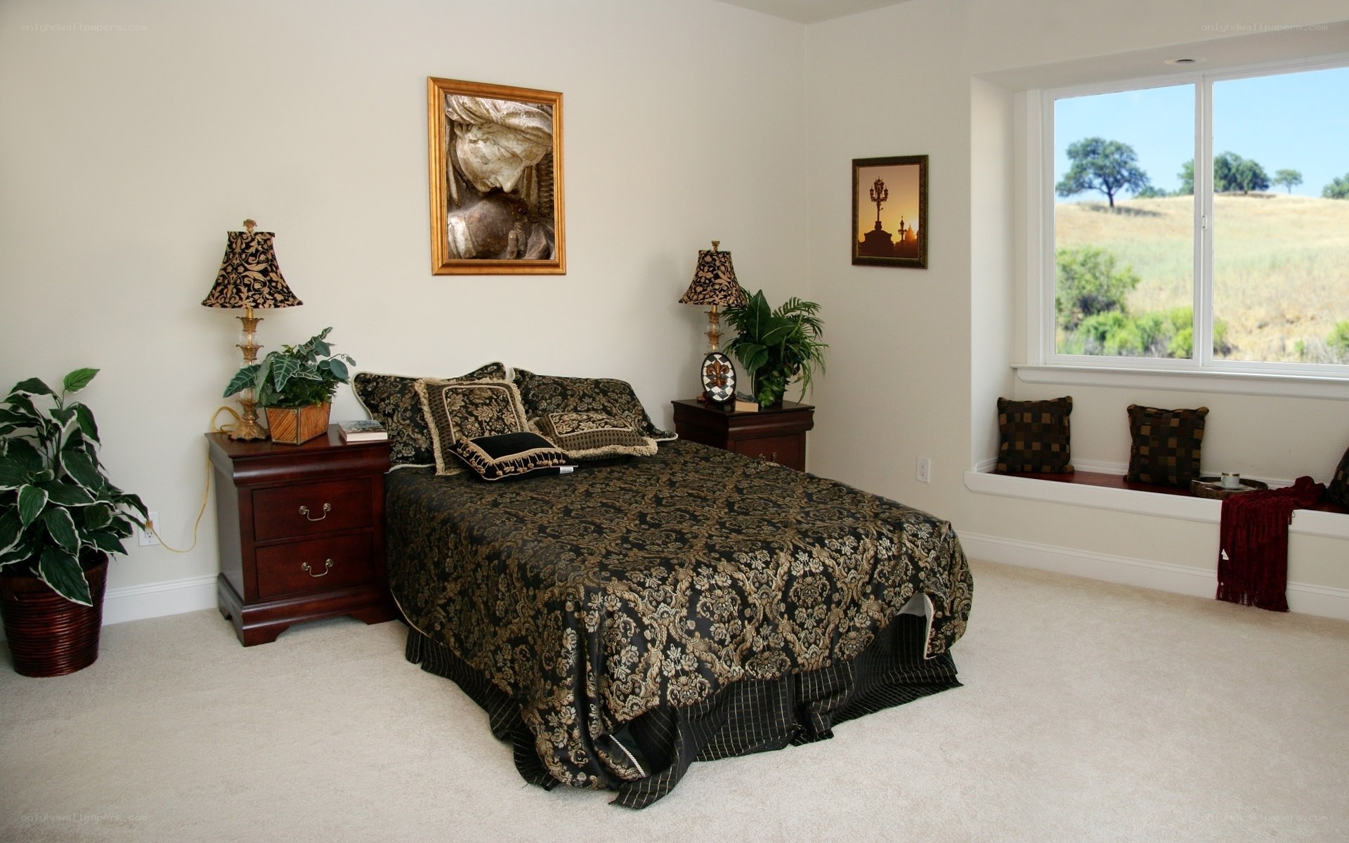 Bedroom with scenic view