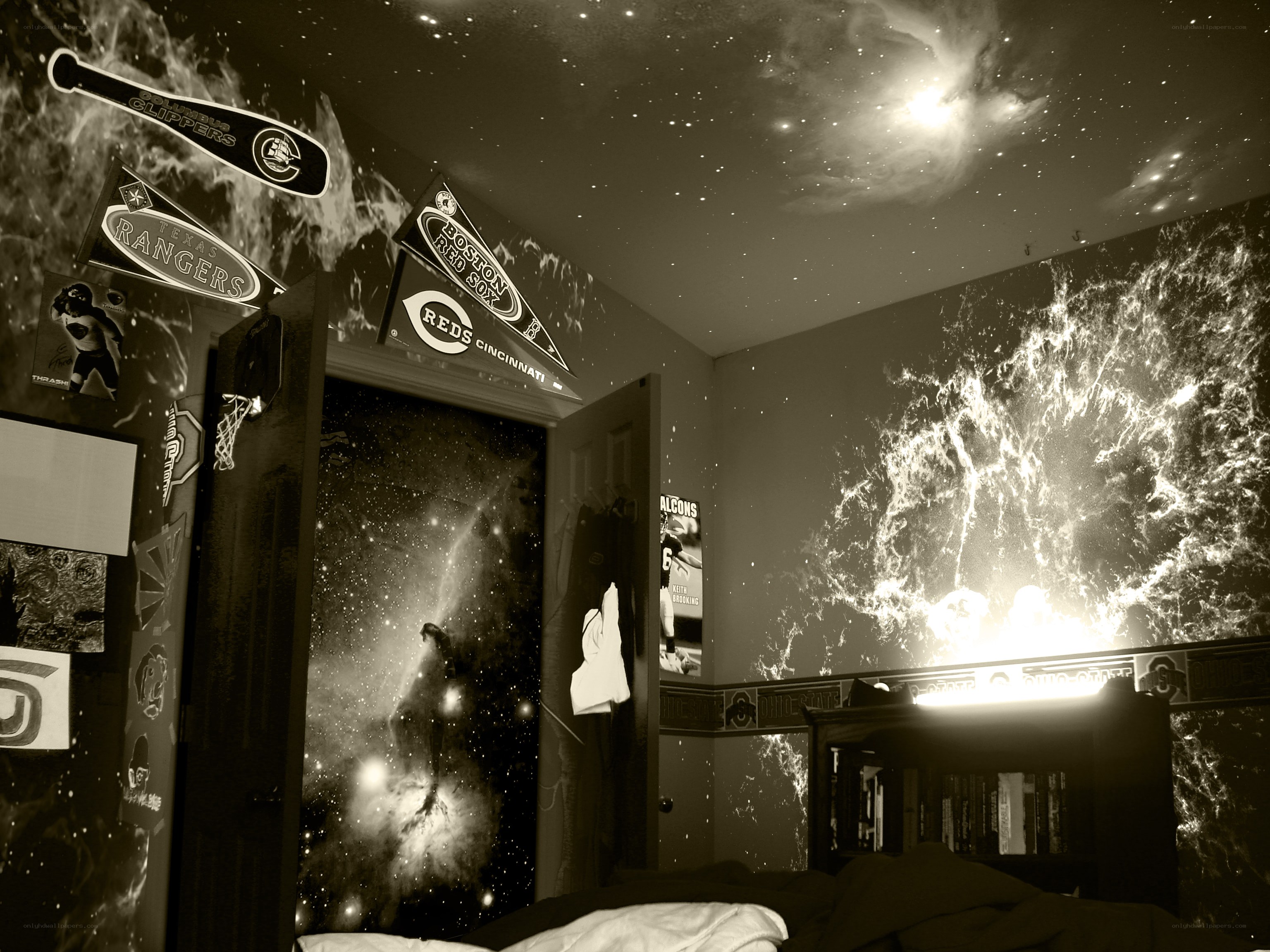 bedroom with space theme
