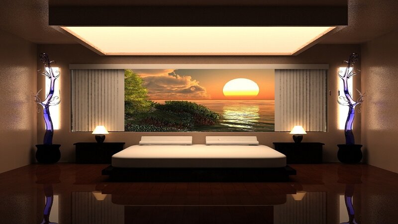 Bedroom with Sunset Mural