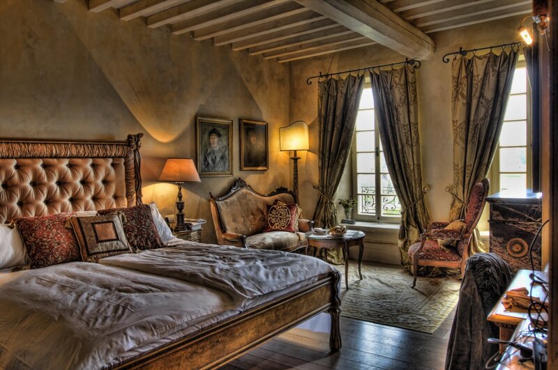 Bedroom with Tufted Headboard — Brown