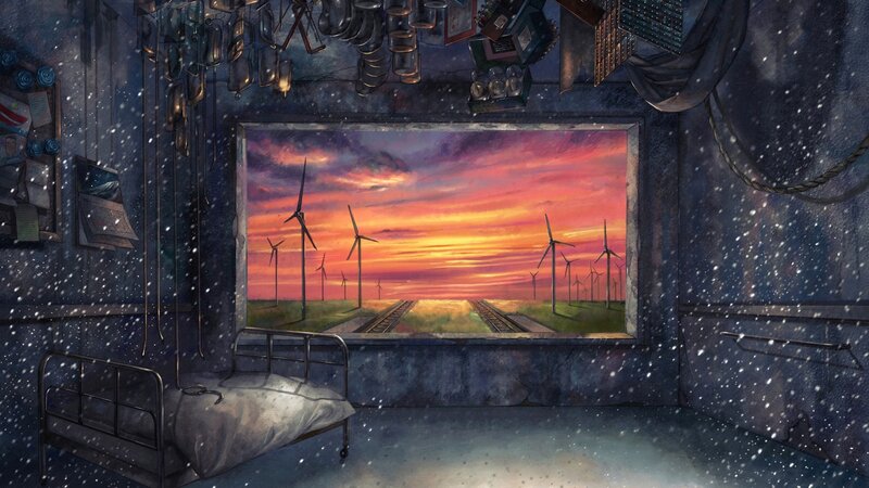 Bedroom with Wind Turbines — Purple