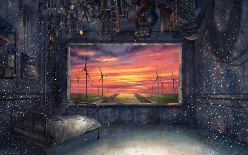 Bedroom with Wind Turbines