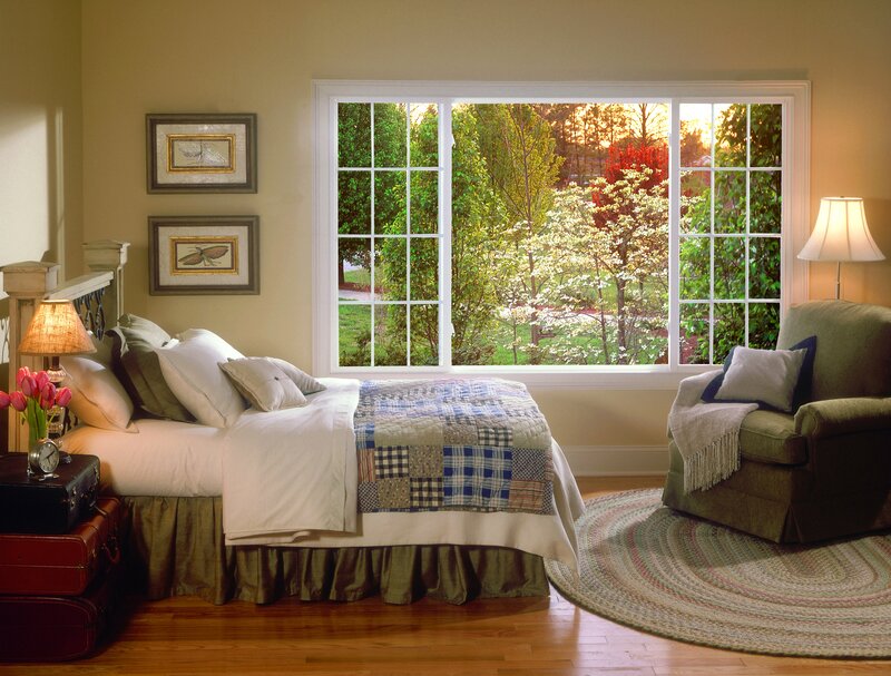 Bedroom with Window View — Beige