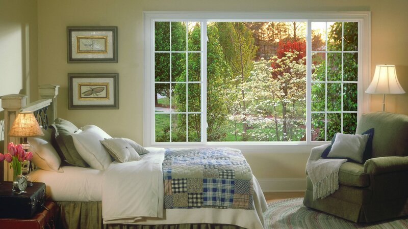 Bedroom with Window View — Green, Serene