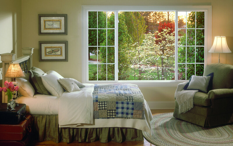 Bedroom with Window View — Green