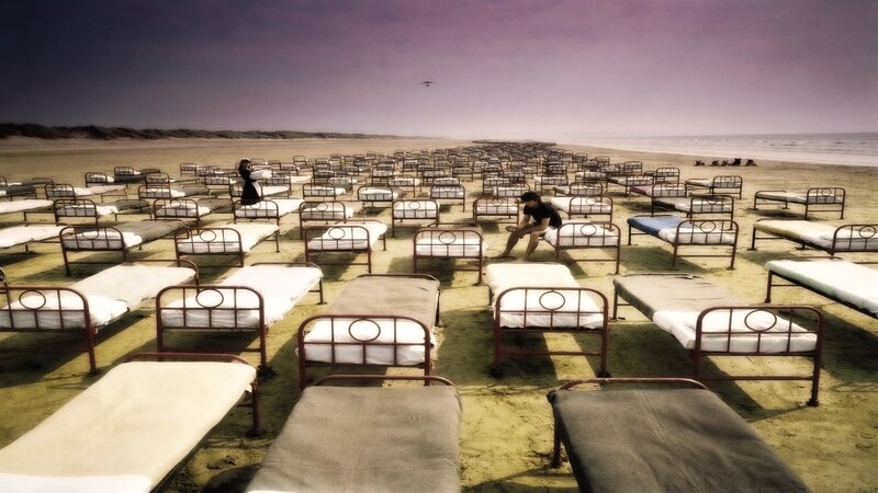 Beds on a beach